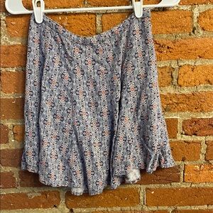 Hollister Blue and White Ruffled Skater Mini Skirt